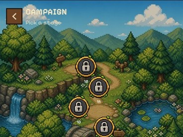 The campaign map with stages along a path