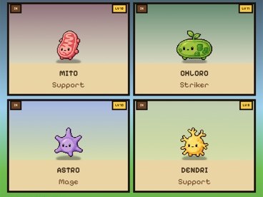 The team roster of collected creatures